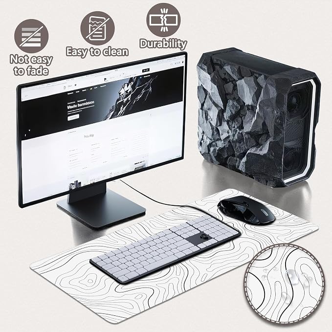 Gaming Mouse Pad - (31.5"×11.8") Topographic Large Mouse Pads for Desk - Desk Mat for Keyboard and Mouse with Non-Slip Base, Desks Pad Matfor Game/Office & Home - Image 4