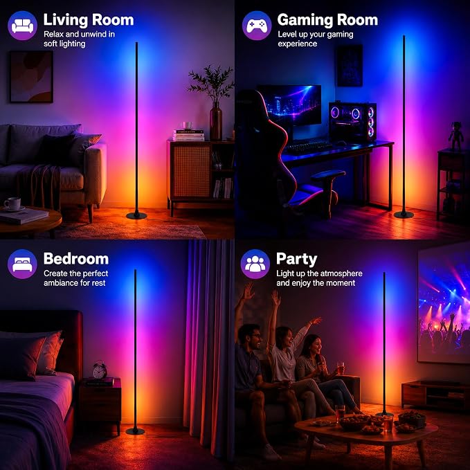 sylvwin Corner Floor Lamp,Smart Ambient Light for Gaming Room,2Pack - Image 7