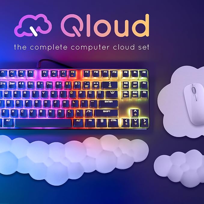 Green Cloud Keyboard Wrist Rest – Create-ables Qloud Green Wrist Rest for Computer Keyboard and Mouse, Ergonomic Memory Foam Wrist Pad with Non-Slip Base, Includes Cloud Mouse Pad - Image 7