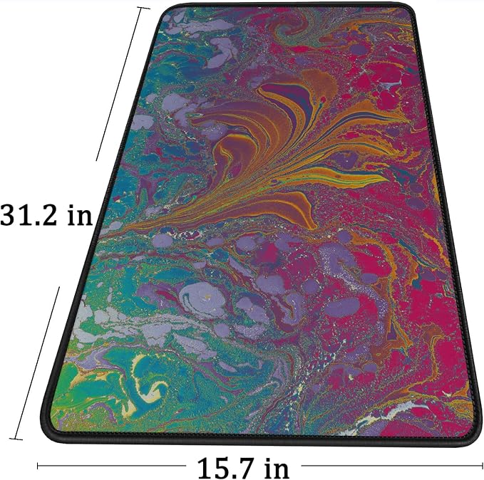 Large Extended Gaming Mouse Pad with Stitched Edges, Durable Non-Slip Natural Rubber Base, Waterproof Computer Keyboard Pad Mat for Esports Pros/Gamer/Desktop/Office/Home - Red Green - Image 6