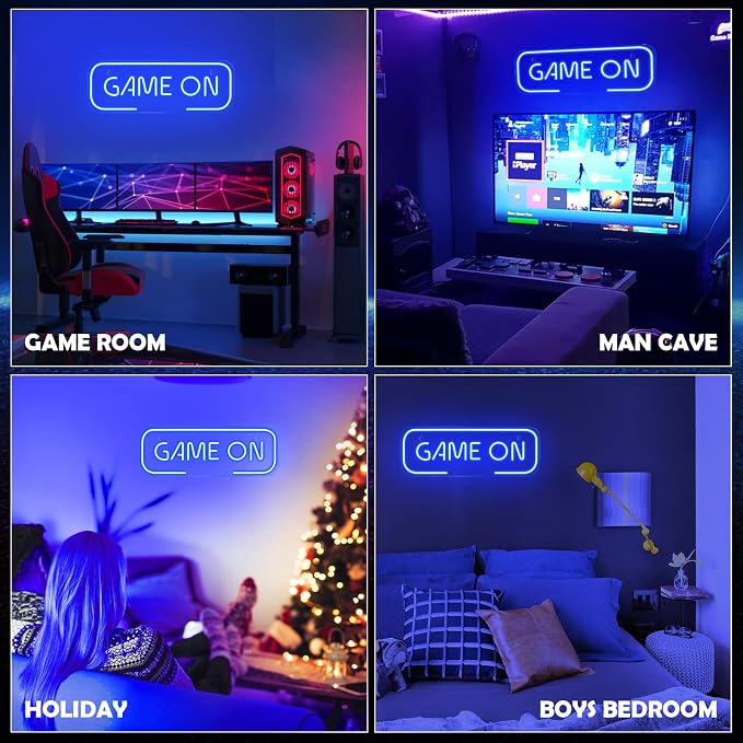 Kavaas Gaming Neon Sign, Game On Neon Sign for Game Room Decor - LED Game Neon Sign for Teen Boy Room Decor, Gamer Wall Decor - Best Gamer Gifts for Boys, Kids (Blue) - Image 7