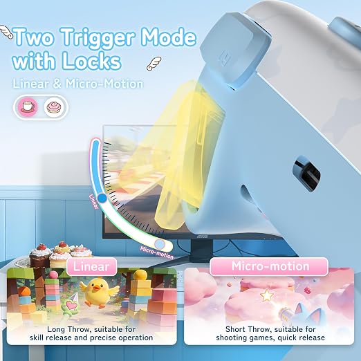 Kuitmor Cinnamoroll Dog Switch Pro Controller, Cute Hall Effect Wireless Gamepad No Drift for Switch 2/Switch/OLED/Lite, PC/Steam, Android, iOS, Bluetooth + Wired, Turbo, Back Buttons, 6-Aixs Gyro, Wake-up, RGB (Blue, With Receiver) - Image 6