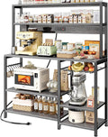 SUPERJARE Bakers Rack with Power Outlet, 47.2 Inches Coffee Bar with Basket by SUPERJARE