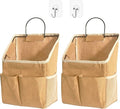 2pcs Wall Hanging Storage Bag,Wall Hanging Organizer Bags with Pockets, Wall Organizer Storage for Dormitory Bathroom Bedroom Kitchen(Dark khaki) by Someteth