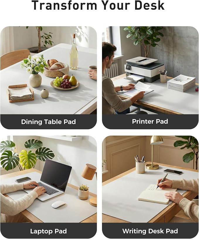 Aothia Faux Leather Desk Mat - Large Mouse Pad, Non-Slip PU Leather Blotter, Waterproof Writing Surface for Office and Home (Off-White, 40" x 24") - Image 6