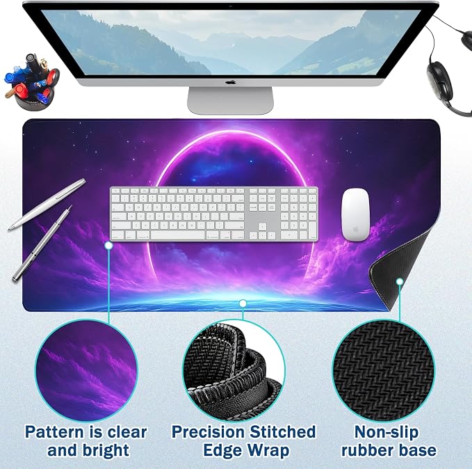Mouse Pad Gaming - Desk Mat for Keyboard and Mouse - Large Mouse Pads for Desk, Gaming Mousepad with Non-Slip Base, Desks Pad (31.5" X 11.8") for Game, Office and Home - Image 2