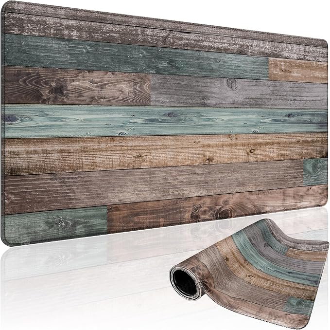 Rustic Wood Pattern Large Gaming Mouse Pad Desk Mat 31.5"x15.7" | Extended Mousepad, Non-Slip Rubber Base , Stitched Edges, for Computer/Laptop/Office/Home by Mcapirivo