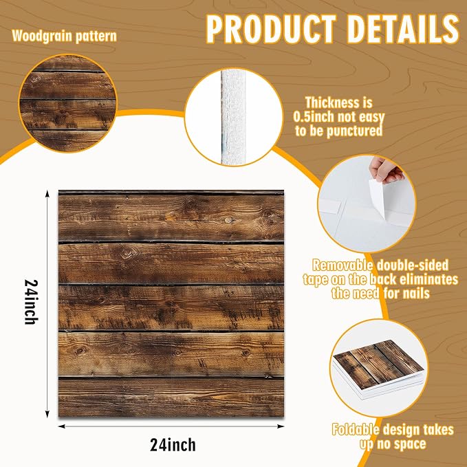 Hahafelt Felt Wood Grain Dart Board Wall Protectors Square Dart Board Backing Tiles Dartboard Backboard Cork Backboards Alternative - Image 2