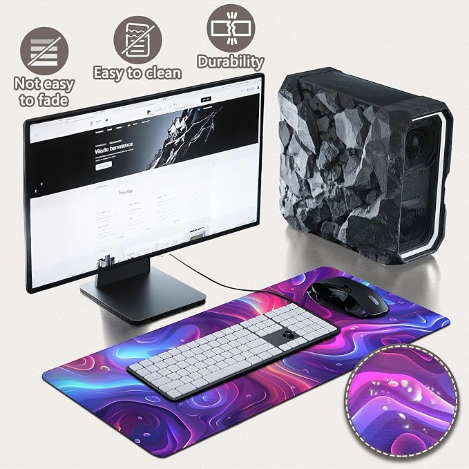 Gaming Mouse Pad - (31.5"×11.8") Topographic Large Mouse Pads for Desk - Desk Mat for Keyboard and Mouse with Non-Slip Base, Desks Pad Matfor Game/Office & Home - Image 4