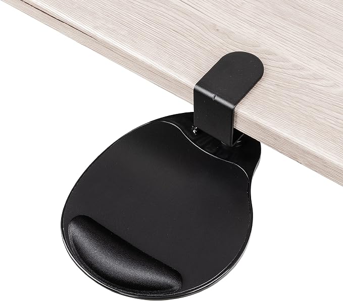 EHO Clamp-On Mouse Platform with Gel Wrist Rest, 360° Rotating Under Desk Mouse Tray with Slide-in Storage, Ergonomic Space-Saving Armrest for Left or Right-Hand Use, TAA-Compliant by EHOPrime