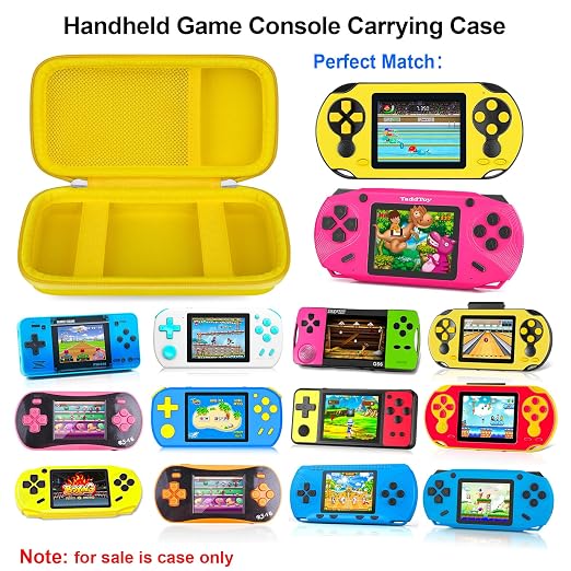 Elonbo Carrying Case for TaddToy/WELLST·G/Beijue/FAMILY POCKET/CCTU/X- JOYKIDS/GREENCREEK/Beico/KAVOYI/GuaiyeyeAP/TEBIYOU Handheld Game Console, Portable Electronic Gaming Player Bag, Yellow - Image 2