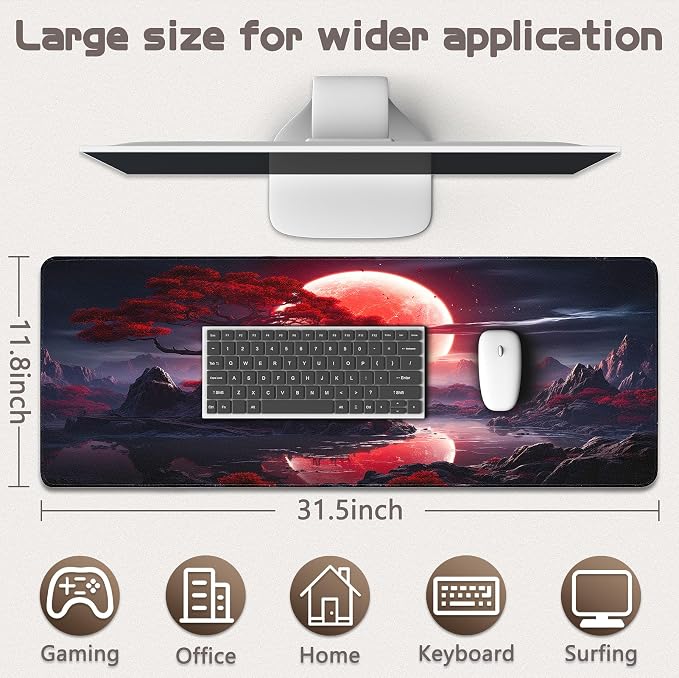 Gaming Mouse Pad - (31.5"×11.8") Japanese Anime Large Mouse Pads for Desk - Desk Mat for Keyboard and Mouse with Non-Slip Base, Desks Pad Matfor Game/Office & Home - Image 5