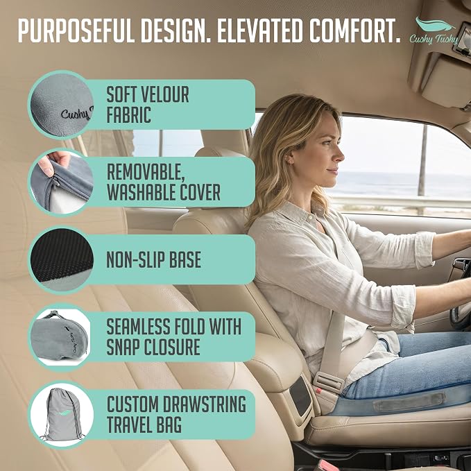 Cushy Tushy Premium Slim Foldable Travel Seat Cushion - for Relief of Lower Back, Sciatic, Butt and Tailbone Pain - for Home & Office Use, Perfect for Travel or Driving - Slim Coccyx Seat Cushion - Image 9