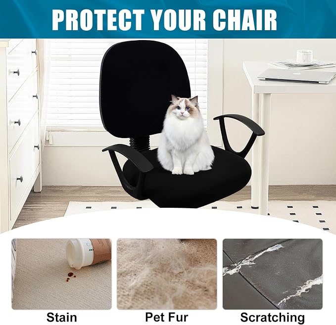 Smiry Stretch Printed Office Computer Desk Chair Seat Covers | Stretch Fit, Soft Fabric Universal Rotating Chair Cover, Washable Removable, Anti-Dust Seat Cushion Protector - Image 8