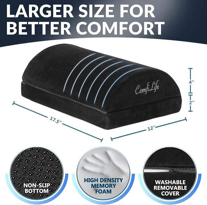ComfiLife Foot Rest for Under Desk at Work – Adjustable Height Memory Foam Foot Stool for Under Desk, Office Chair & Gaming Chair – Ergonomic Footrest for Back & Hip Pain Relief (Black) - Image 5