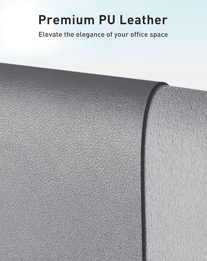 Aothia Faux Leather Desk Mat - Large Mouse Pad, Non-Slip PU Leather Blotter, Waterproof Writing Surface for Office and Home (Light Grey, 42" x 17") - Image 2