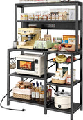 SUPERJARE Bakers Rack with Power Outlet, 35.4 Inches Coffee Bar with Basket by SUPERJARE