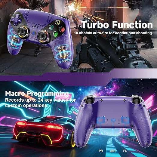 Wireless Controller for PS5/PlayStation 5 & PC, Bluetooth Gamepad with RGB Lighting, Turbo, Programmable Buttons, 6-Axis Motion Sensor, 3.5mm Audio Jack, 1000mAh Battery - Image 3