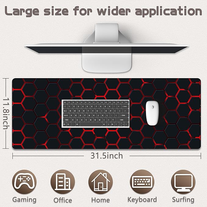 Mouse Pad Gaming - Desk Mat for Keyboard and Mouse - Large Mouse Pads for Desk, Gaming Mousepad with Non-Slip Base, Desks Pad (31.5" X 11.8") for Game, Office and Home - Image 5