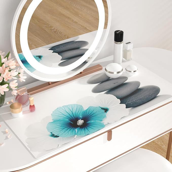 QiyI PU Leather Large Mouse Pad, 31.5" x 15.7", Pebbles Flowers | Desk Décor Accessories, Extended Size, Waterproof & Easy to Clean, Smooth Surface, Non Slip Desk Organization - Image 6