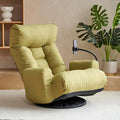 360° Swivel Gaming Floor Chair, 5 Position Adjustable Folding Sofa Chair with Armrests & Phone Holder, Cushion Padded Indoor Chaise Lounge for Adults, Home Office Floor Leisure Chairs, Green by BAOMKONG