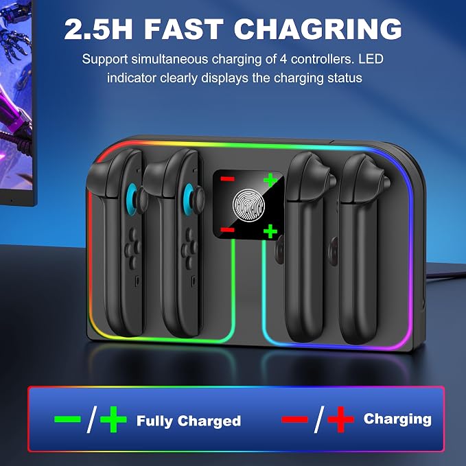 Svetaecho Charging Dock Compatible with Nintendo Switch 2 (2025) for Joycon Controller Charging, 4 in 1 Joypad Charger for Switch 2 Joy Con Fast Charger Stand Station Accessories PlayStation 3 - Image 3