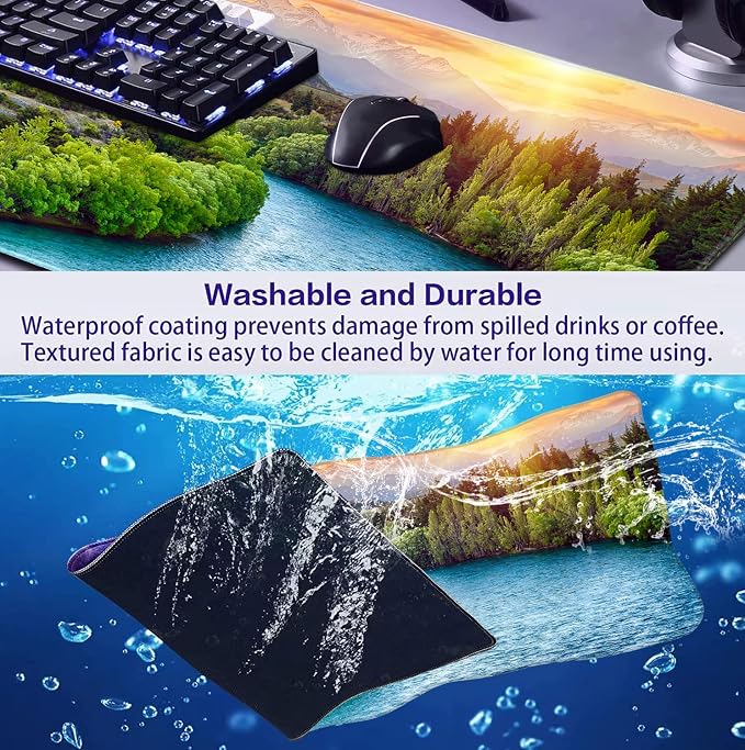 Extended Sunset Forest Gaming Mouse Pad, Keyboard Computer Office Mouse Pad | Large Extended Mouse Pad; Full Desk Coverage; Waterproof Coating; Stable Anti-Slide Base For Gaming, Office, Study Daily Use - Image 7