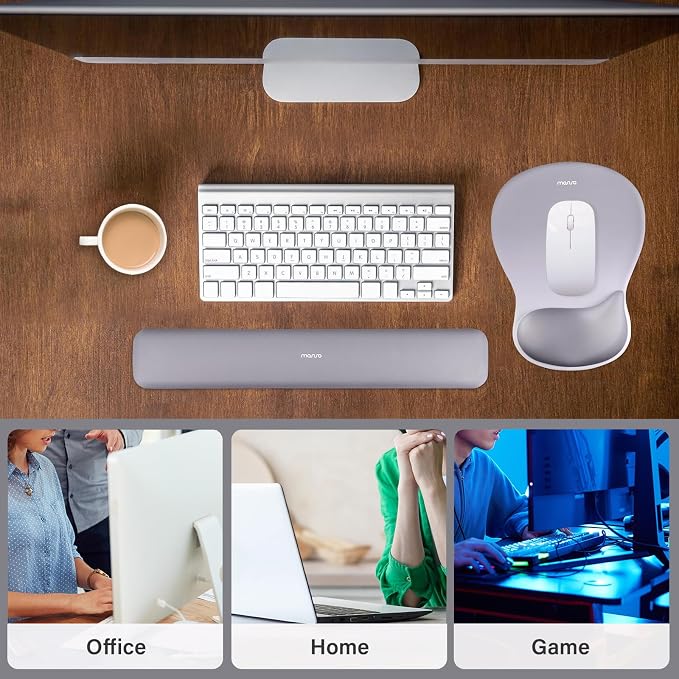 MOSISO Wrist Rest Support for Mouse Pad & Keyboard Set, Gray - Image 6