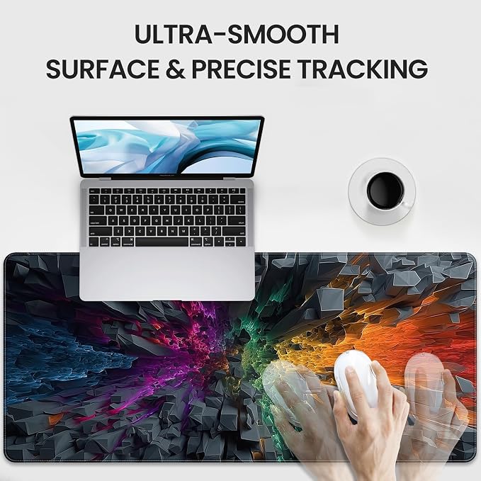 Large Gaming Mouse Pad, Colorful 3D Explosion Pattern, 35.4 x 15.7 Inches, Non-Slip Base, Waterproof, XXL Desk Mat - Image 4