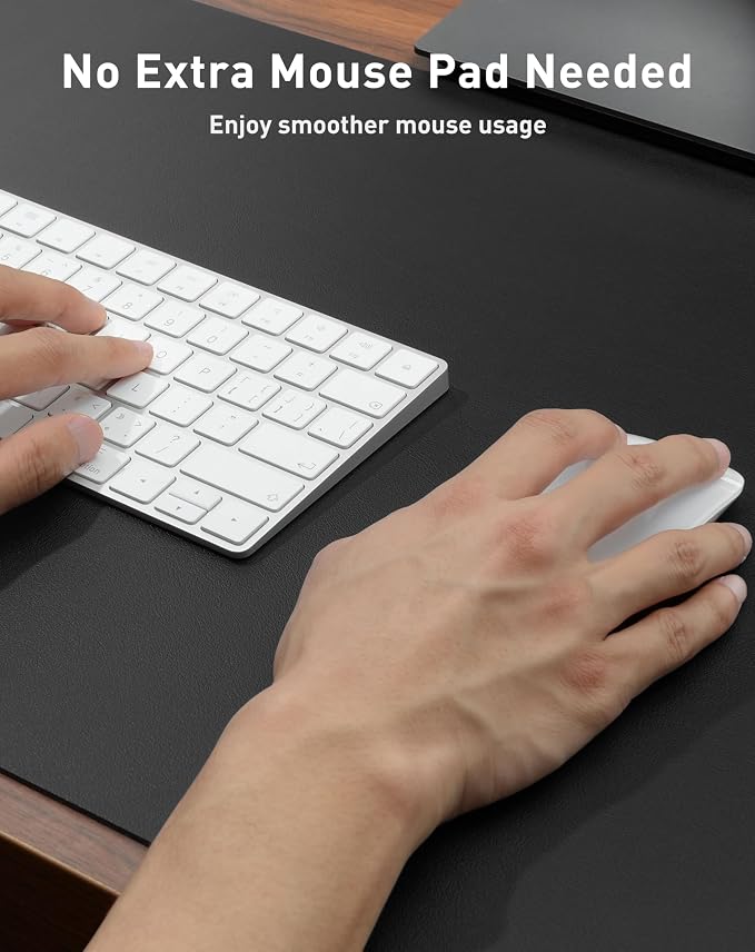 Aothia Faux Leather Desk Mat - Large Mouse Pad, Non-Slip PU Leather Blotter, Waterproof Writing Surface for Office and Home (Black, 42" x 17") - Image 4