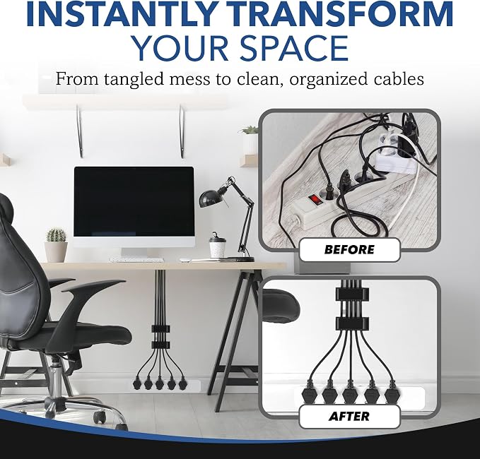 100 PCS Self Adhesive Cable Clips, Wire Organizer, Cable Management, Cord Organizer for Desk, Wall, PC, Car, Home, Office, USB, Ethernet, Power Cords, Black (Large) - Image 7