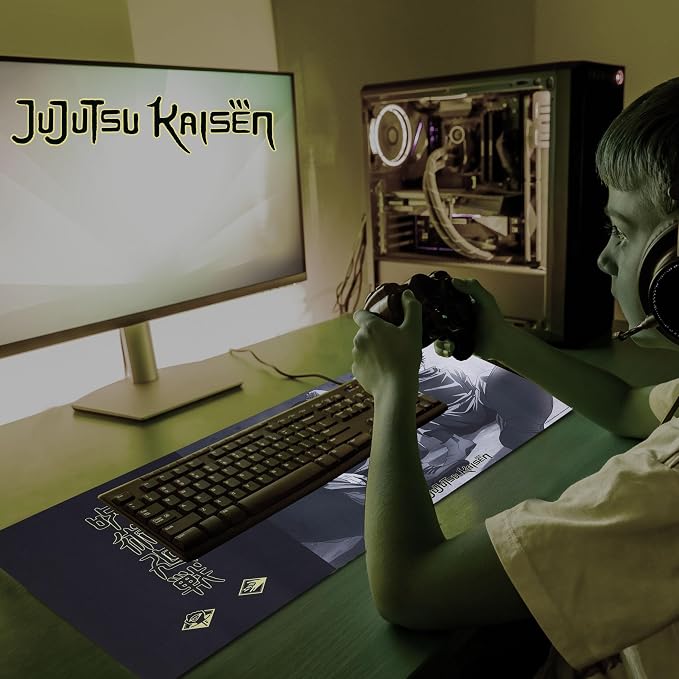 Jujutsu Kaisen Large Gaming Mouse Pad 31"x15" XL Computer Desk Mat, Anime | Jujutsu Kaisen anime gaming mouse pad, Oversized 31x15in , smooth fabric top, stitched edges, non-slip rubber base. - Image 7