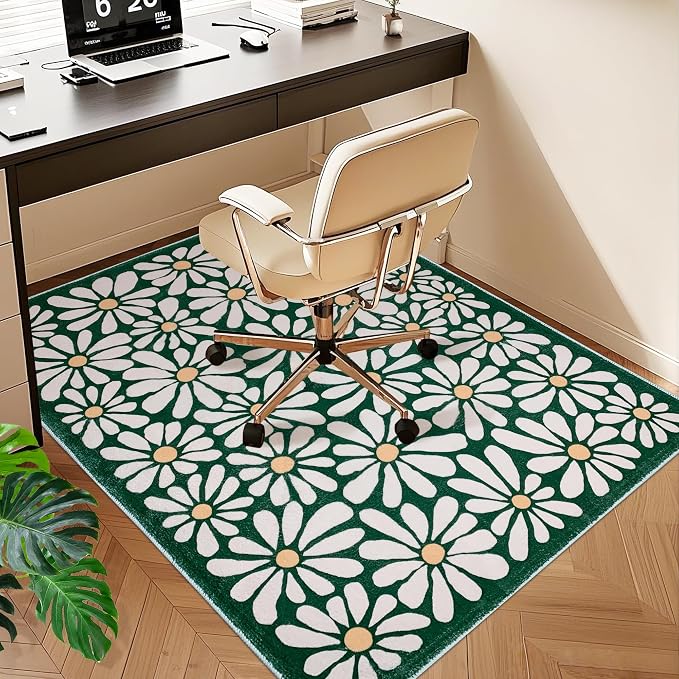 SHIYUE Office Chair Mat for Hardwood/Tile Floor Carpet, 36"x48" Computer Desk for Rolling Chairs Protector Gaming Non Slip Under TPR Backing Rug(Dark Green Floral) - Image 8