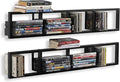 You Have Space Wall Mount 34 Inch Media Storage Rack CD DVD Organizer Metal Floating Shelf Set of 2 Black by YouHaveSpace