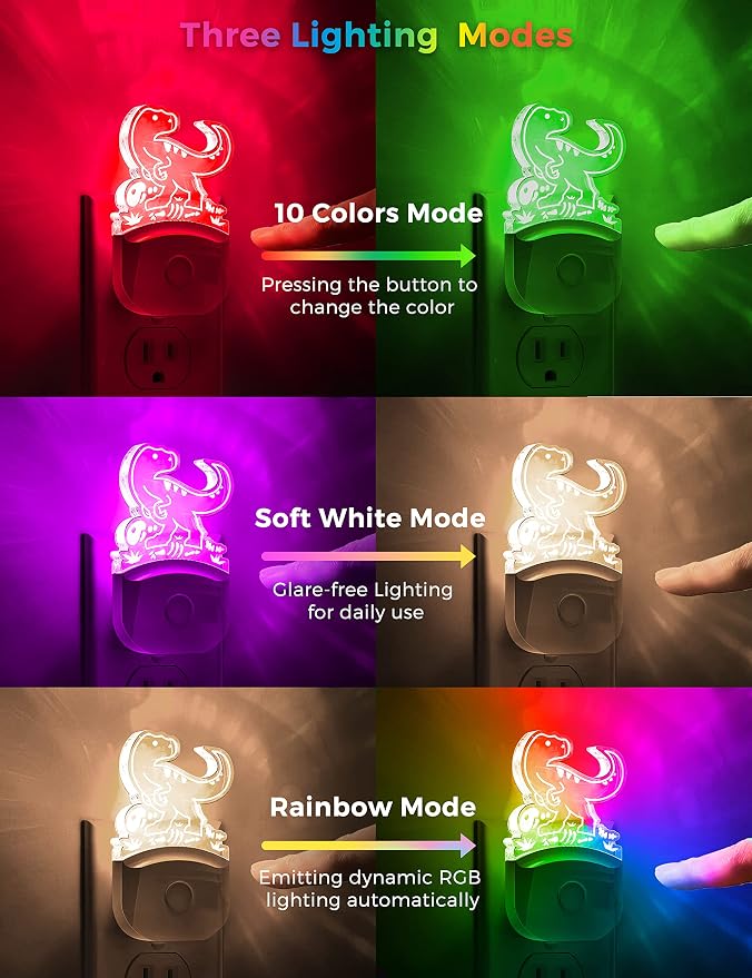 L LOHAS LED Dinosaur Night Light for Kids, Nightlight Plug in, Dusk-to-Dawn - Image 3