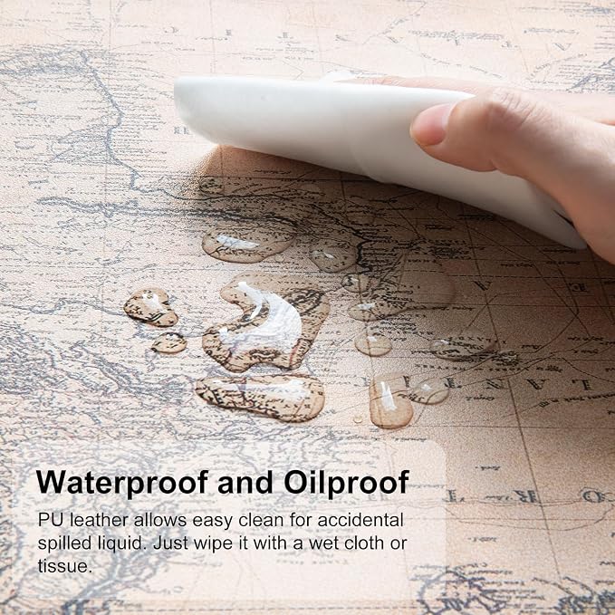 QiyI PU Leather Large Mouse Pad, Office Decor, 31.5" x 15.7", World Map | Desk Décor Accessories, Extended Size, Waterproof & Easy to Clean, Smooth Surface, Non Slip Desk Organization - Image 3
