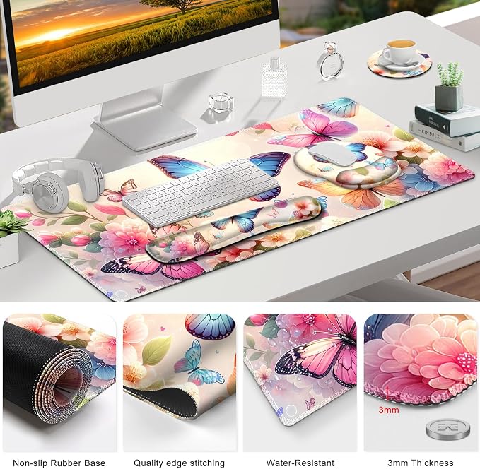Gaming Mouse Pad, Large Desk Mat, 4in1 XXL Mousepad Cute Desk Pad Protector - Image 9