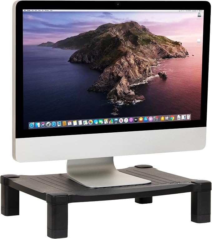 Mind Reader Monitor Stand, Height Adjustable, Desktop Organizer, Laptop Riser, Office, 17.25"L x 13.25"W x 4"H, Black by MindReader
