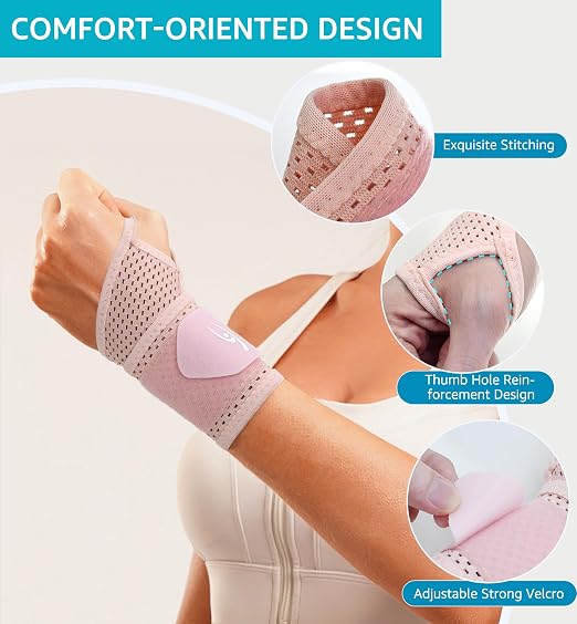 HiRui 2-Pack Ultra-Thin Mesh Wrist Wraps - Breathable, Adjustable Wrist Support for Workouts & Daily Use - Unisex Wrist Brace for Pain Relief, Tendonitis, Carpal Tunnel - One Size Fits All (Pink) - Image 4