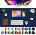 Aothia Faux Leather Desk Mat - Large Mouse Pad, Non-Slip PU Leather Blotter, Waterproof Writing Surface for Office and Home (Dark Blue, 40" x 24") by AothiaSimpleNaturalUnique