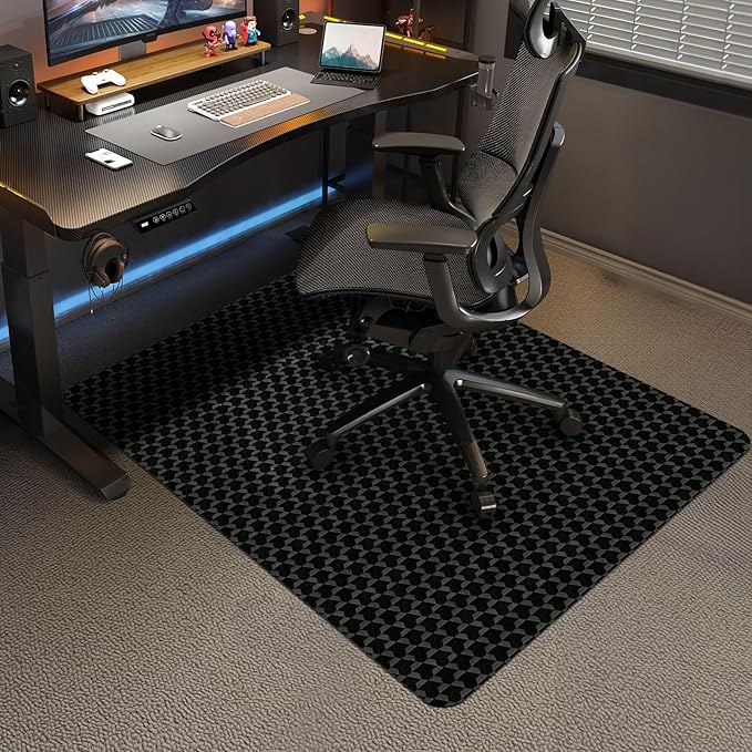 Vicwe Office Chair Mat for Carpet, 48"x36" Heavy Duty Chair Mat with Studs | Anti-Slip Waterproof Carpet Protector, Desk Chair Mat for Rolling Chair, Easy Glide Floor Mat for Gaming, Home, Black by Vicwe