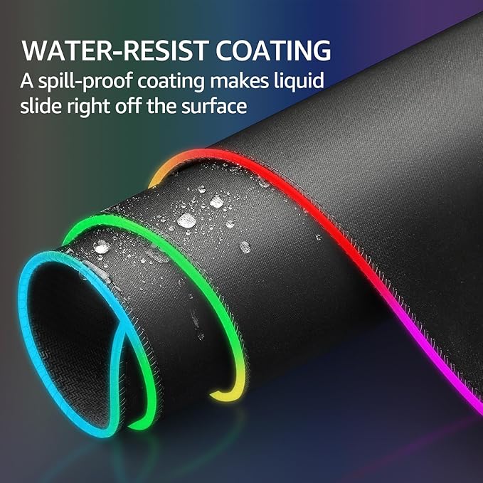 KTRIO RGB Large Gaming Mouse Pad, 35.4 x 15.7 in, RGB Black, XXXL | Smooth Micro-Weave Surface, RGB Lighting Design, Non-Slip Rubber Base, Durable Stitched Edges, Office & Home Use - Image 5