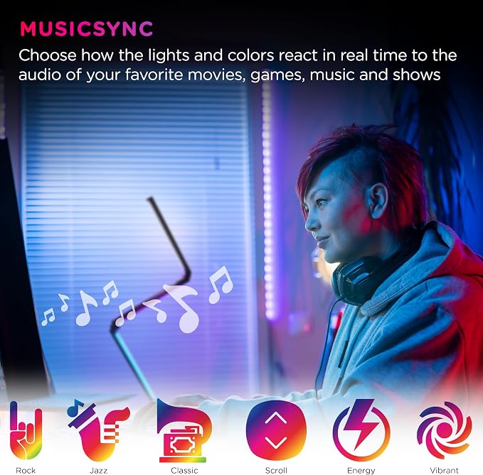 Enbrighten Vibe RGBWIC Smart Foldable Floor Lamp with Music Sync - Image 6
