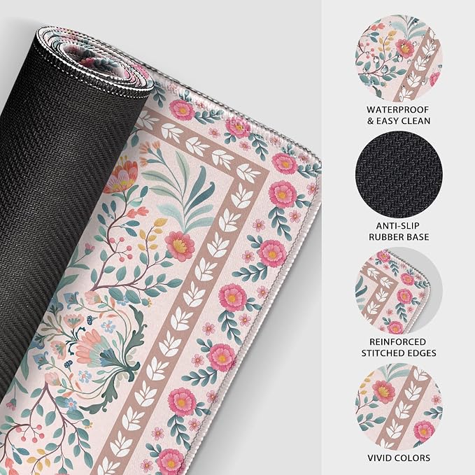 Large Gaming Mouse Pad Desk Mat 31.5"x15.7" Pink Floral | Extended Mousepad, Non-Slip Rubber Base , Stitched Edges, for Computer/Laptop/Office/Home - Image 8