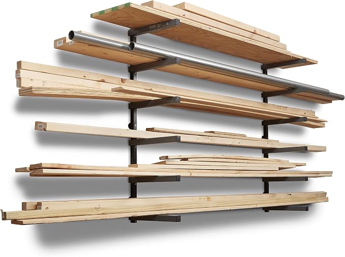 BORA Wood Rack, 6-Level Wall Mount Lumber Storage Rack for Wood Storage by BORA