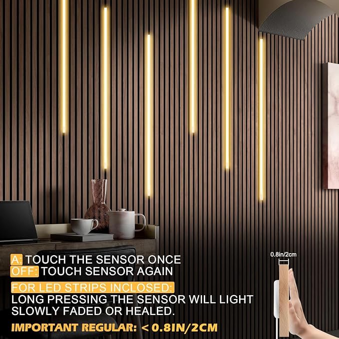 Dimmable LED Recessed Lighting for Acoustic Panel Cuttable Soft 3000K COB Strip Light with Touch Sensor for Wood Accent Groove Slat Wall Panel, Themed Space, Gym, Movie Music Gaming Room Decoration - Image 6
