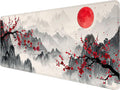 Watercolor Cherry Blossom Gaming Mouse Pad - Chinese Ink Painting Mountain Desk Mat With Stitched Edge Non-Slip Base for Office Computer Keyboard Laptop Home 31.5"x11.8" by Unknown