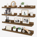 Picture Ledge Shelf, Floating Shelves for Wall Decor, Walnut, 6Pcs, 24'' by Axeman
