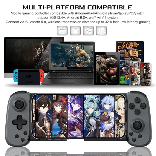 arVin Mobile Gaming Controller for iPhone, Android with Phone CASE Support, Wireless Gamepad for iPhone/iPad/Samsung/Tablet/Switch/PS4/PC - Play Xbox Cloud Gaming/PS Remote Play/Steam Link/GeForce Now - Image 2