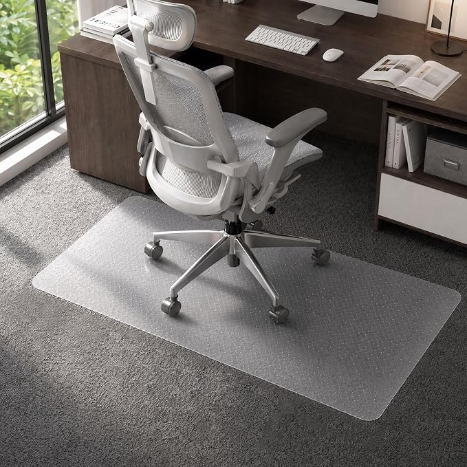 Office Chair Mat for Carpets, 48" x 30" Clear Carpet Protector Mat with Rounded Non-Sharp Studs, Durable Desk Chair Mat for Home Office and Gaming Room by SHAREWIN